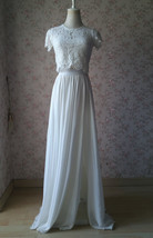 DUSTY BLUE Side Slit Maxi Chiffon Skirt Dusty Blue Bridesmaid Outfit Plus Size image 5