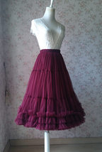 Burgundy Ballerina Tulle Skirt A-Line Layered Puffy Ballet Tulle Tutu Skirt image 2