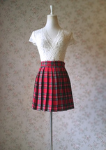 RED PLAID SKIRT School Style Mini Pleated Plaid Skirt Outfit Plus Size