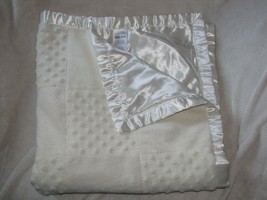 Vitamins Baby Blanket Cream Ivory Ecru Popcorn Minky Patchwork Square Satin - $49.49