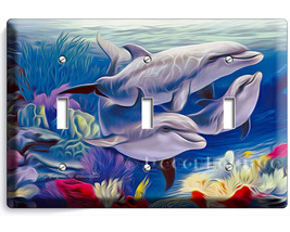 Dolphins happy family in tropical sea colorful ocean floor triple light ... - $19.99
