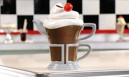 Milkshake Tea for One Set Teapot 14 oz Mug 7 oz Ceramic 7.5" High Retro Design