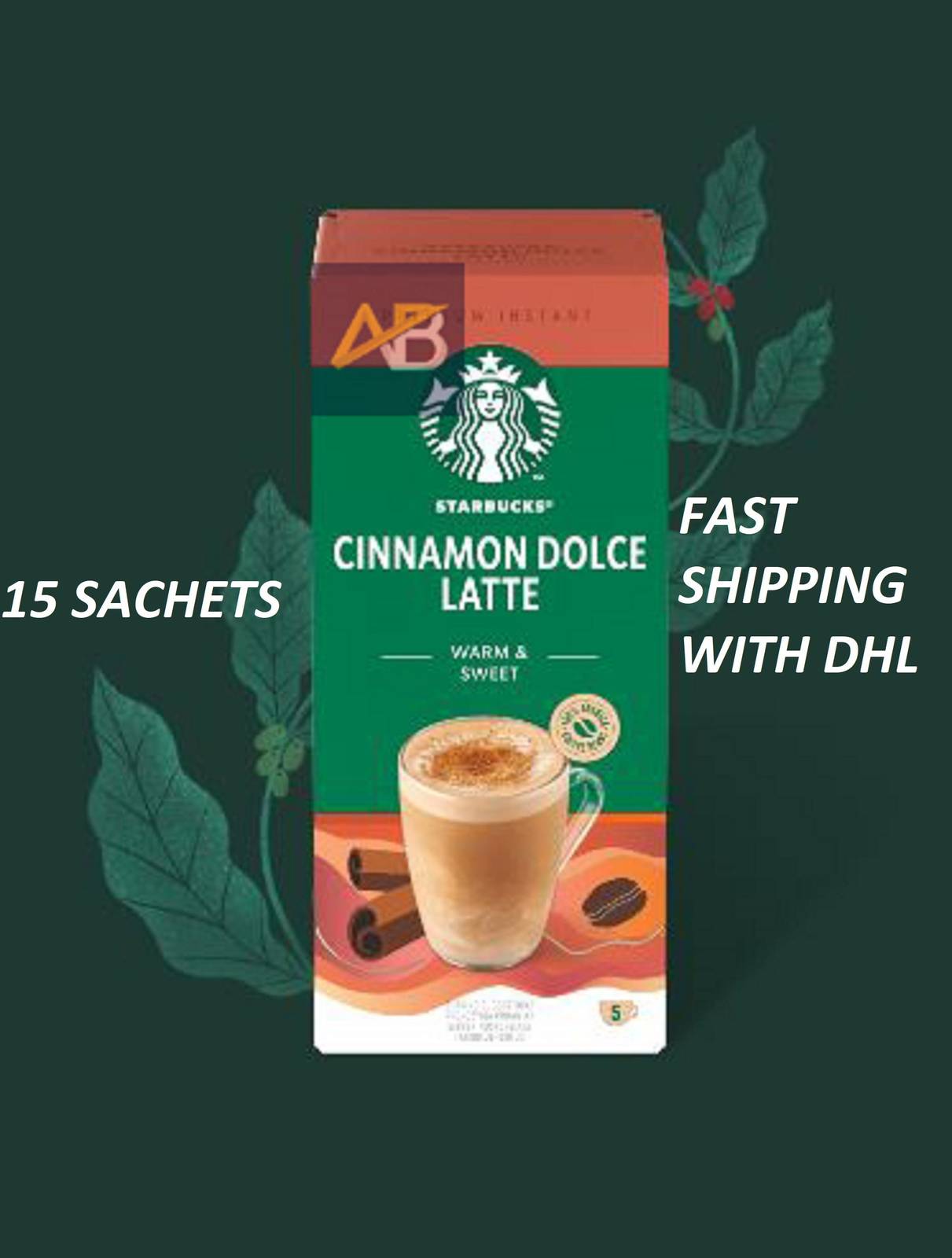 Sbux, Starbuck's 15 Sachets Cinnamon Dolce Latte warm & spice twist Via