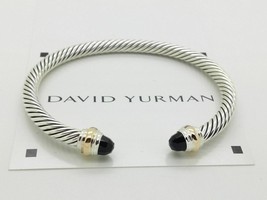 David Yurman Sterling Silver Black Onyx & 14K Gold 5mm Cable Cuff Bracelet - $282.15