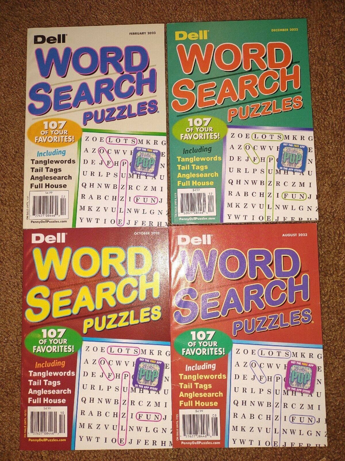 Lot of 4 New Dell Word Search Puzzle Books Word Search Puzzles Word