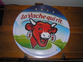 Used Large La Vache Quirit Red Cow Cheese Advertising Round Serving Tray... - $9.49