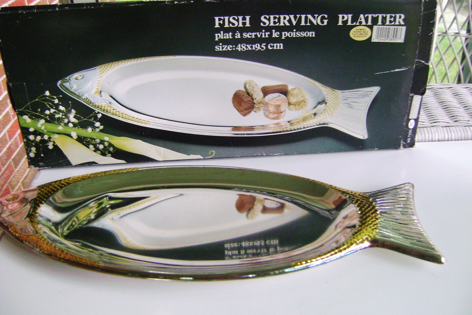 Primary image for 24Kt Gold Plate & Silverplate Fish Serving Platter