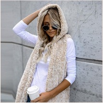Soft Fleece Sherpa Sleeveless Hoodie Vest Front Zip Up In Four Colors image 2
