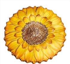 Sunflower Wall Plaque Stepping Stone 9" Round With Cement Yellow Flower Hanging