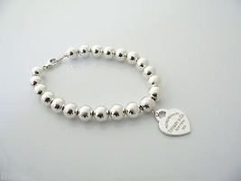Tiffany &amp; Co Return to Tiffany Silver Heart 8 MM Ball Bead Round Bracele... - $468.00