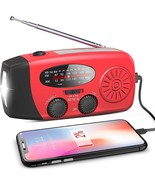 Emergency Solar Radio Hand Crank Weather Radio With Flashlight Power Bank Red - $37.95