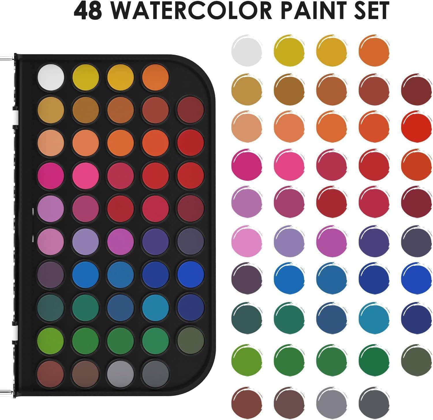 Artecho Watercolor Paint Set 50 Colors in Metal Box with 50 colors, 50