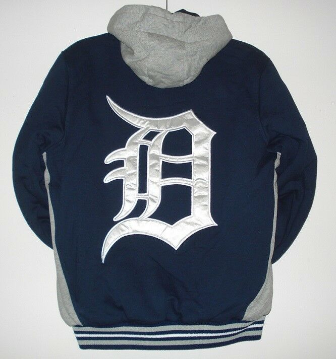 JH Design Detroit Tigers Full Leather Jacket - Navy 3X-Large