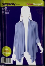 Uncut Size XXS XS S M L XL Easy Cardi Wrap Drape Simplicity 1961 Pattern... - $6.99