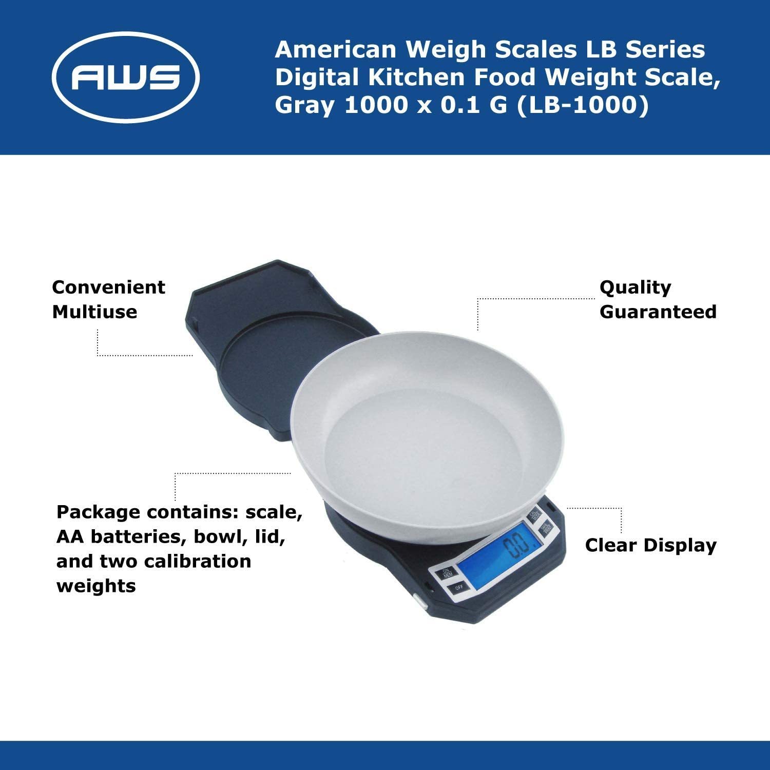 LB-1000 DIGITAL BOWL SCALE, 1KG X 0.1G - American Weigh Scales