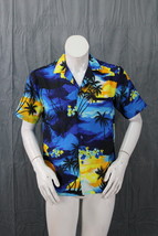Vintage Hawaiian Shirt - Sunset Pattern on Blue by Helena&#39;s - Men&#39;s Medium - $55.00