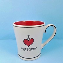Coffee Cup Mug or Pen Holder I Heart My Sister Red White 17oz Blue Sky S... - $12.92