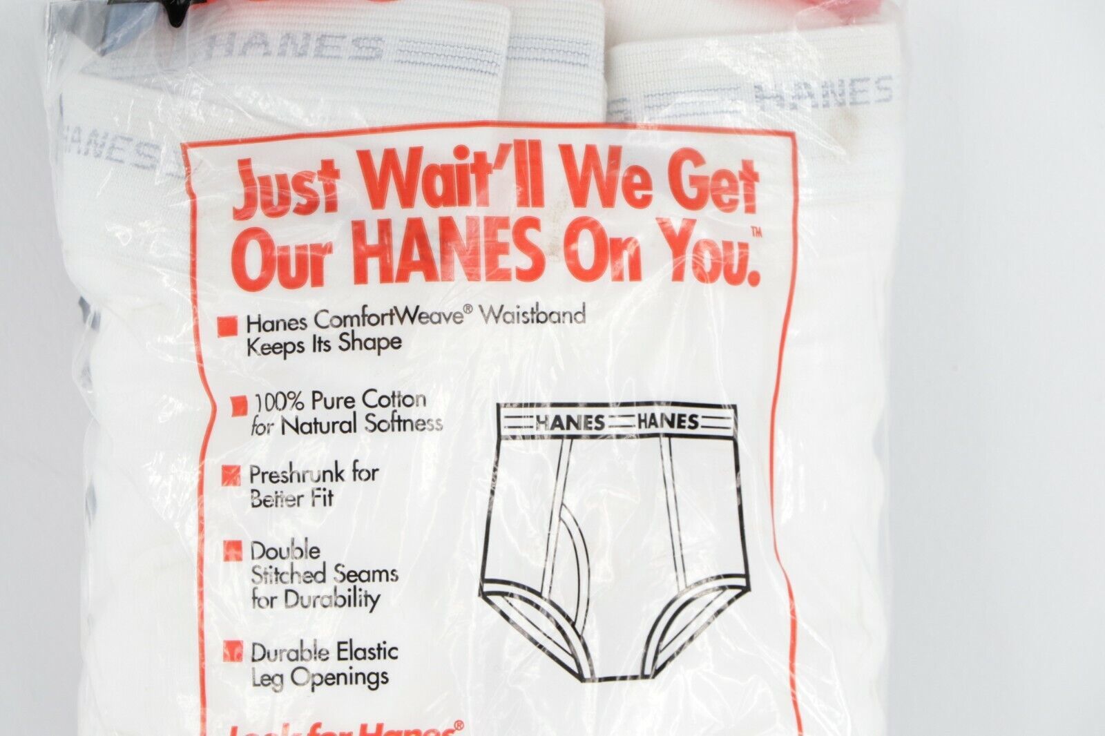 Vintage Hanes White Briefs Underwear Men Sz 42 Lot of 6 Brand New