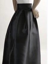 BLACK Pleated Taffeta Skirt A-line Black Slit Holiday Skirt Outfit Custom Size image 2
