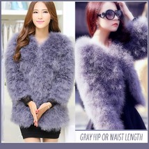 Long Sleeve Plush Long Hair Feather Ostrich Fur Short Waist or Hip Length Coat image 1