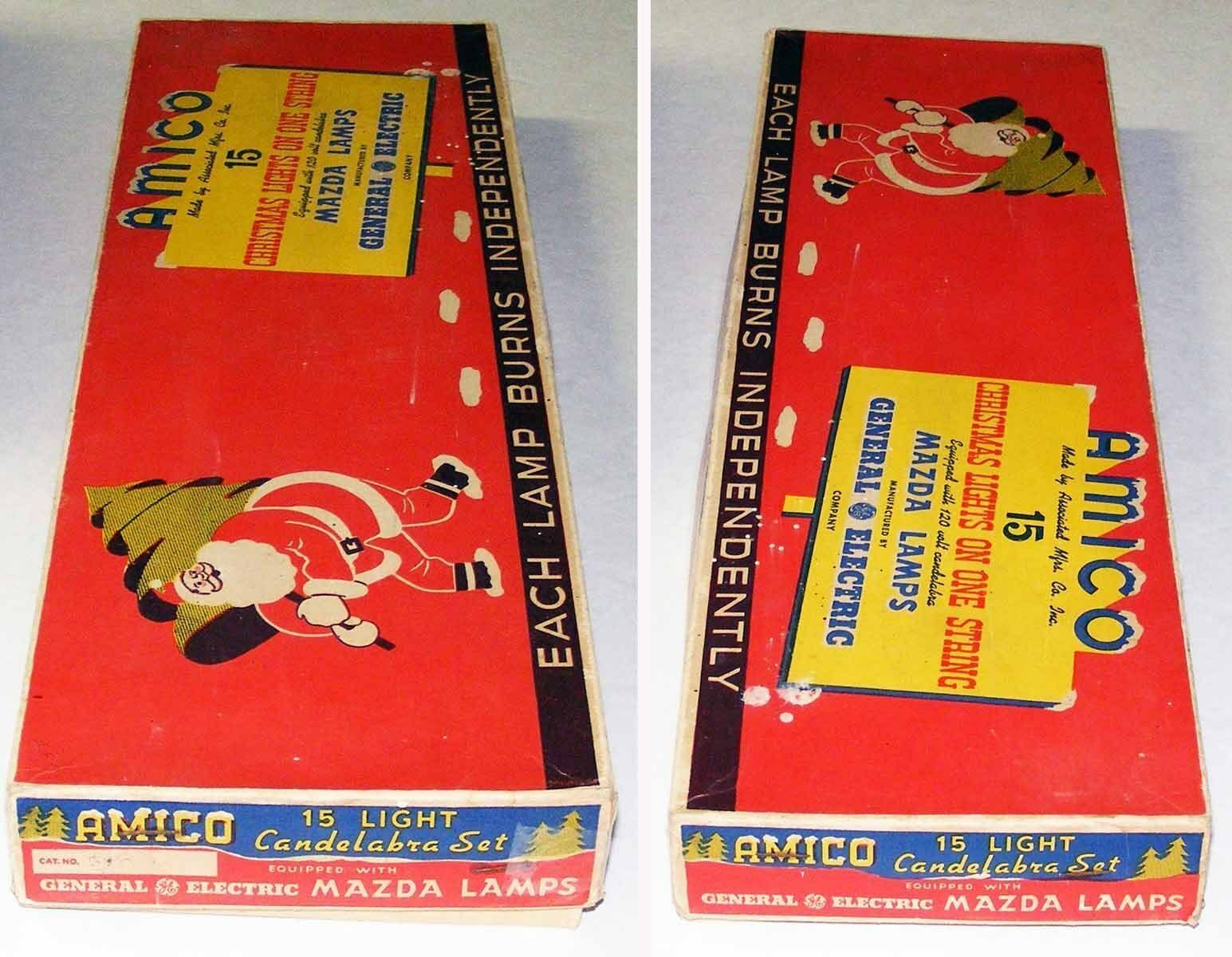 Vintage C7 AMICO Christmas Lights with 15 Ceramic Bulbs IOB Lights