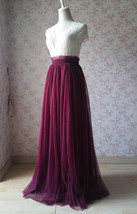 BURGUNDY Wedding Full Long Tulle Skirt Burgundy Wine Red Bridesmaid Outfit Plus image 4