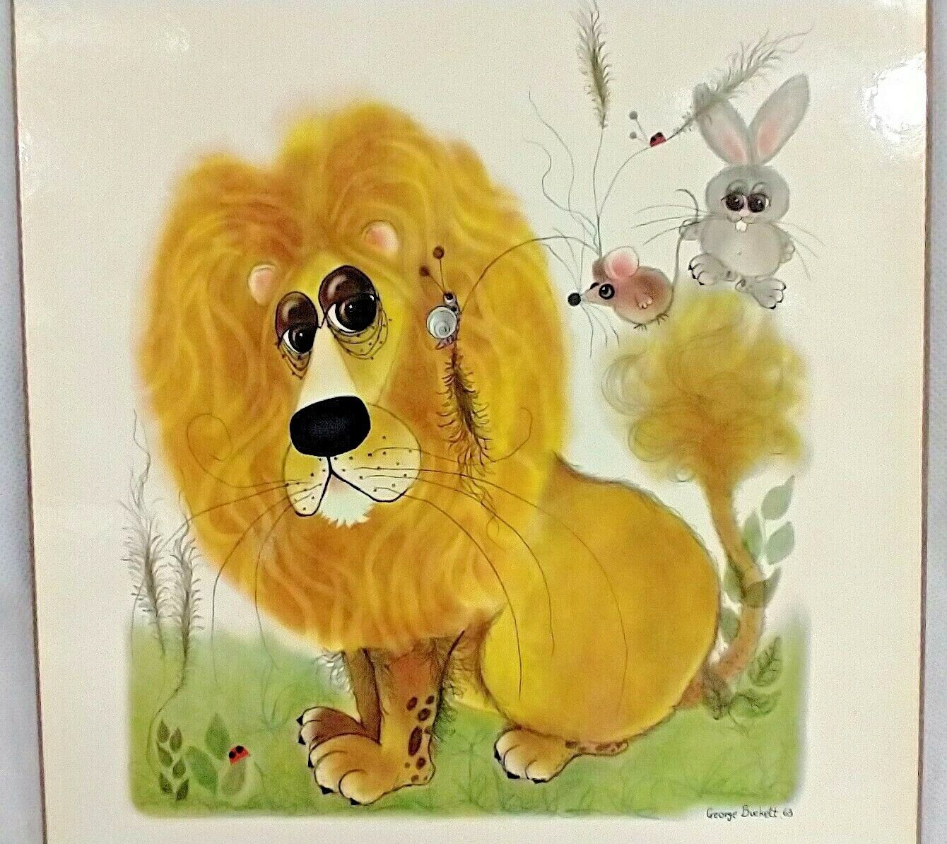 George Buckett Vintage Mid Century 1963 Laminated Lion Print 8 x 10 ...