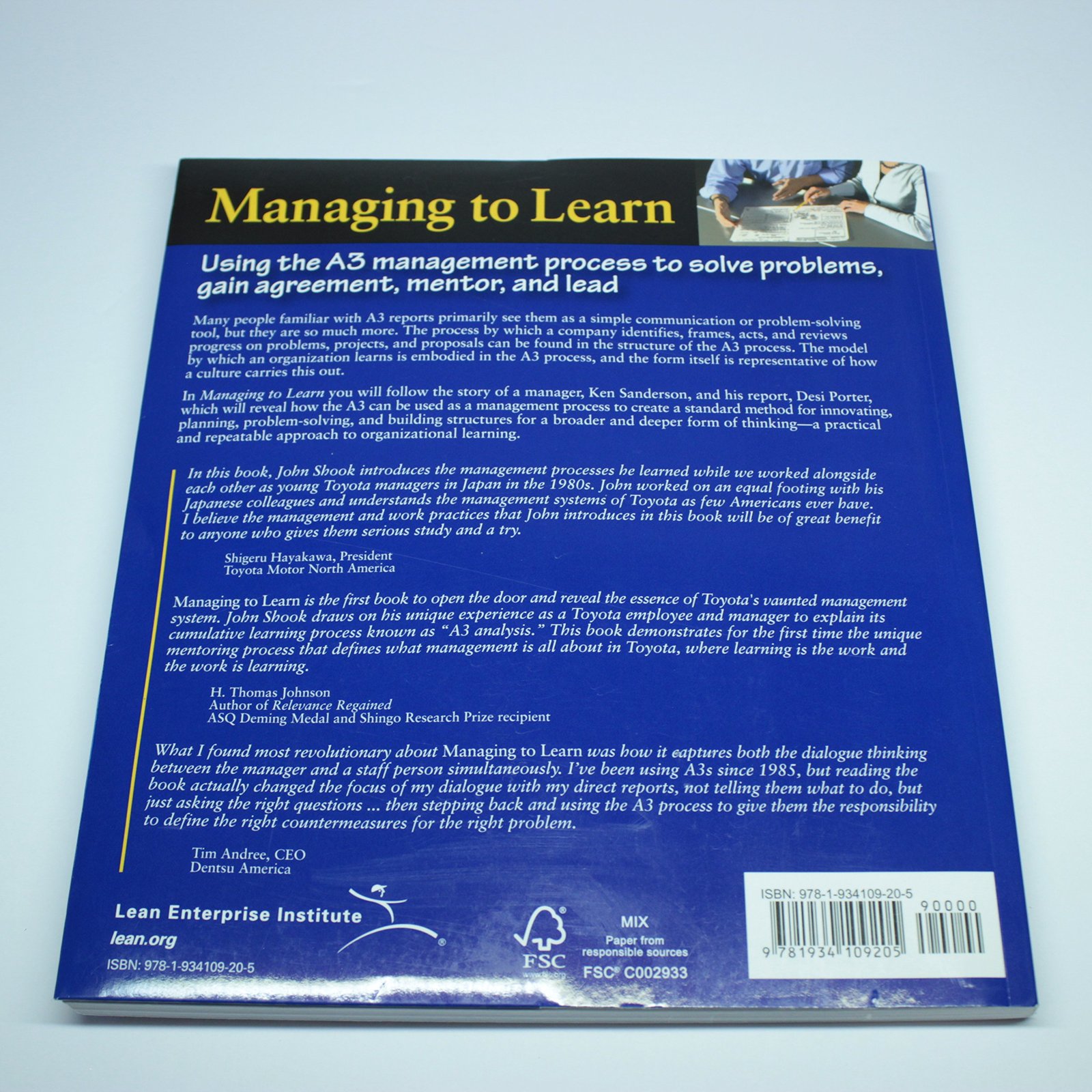 Managing to learn using the a3 management process to solve problems
