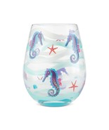 Seahorse Lolita Wine Glass 20 oz Stemless 5&quot; High Gift Boxed Collectible... - $28.71