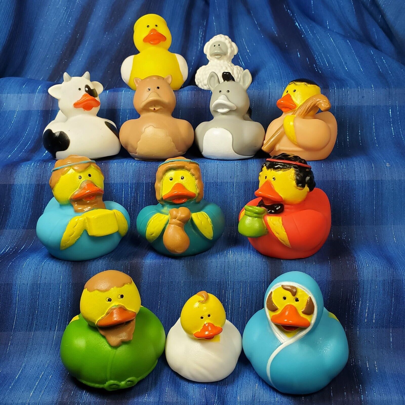 12 Christmas Nativity Rubber Ducks Mary Joseph Jesus Wisemen Sheep Cow ...