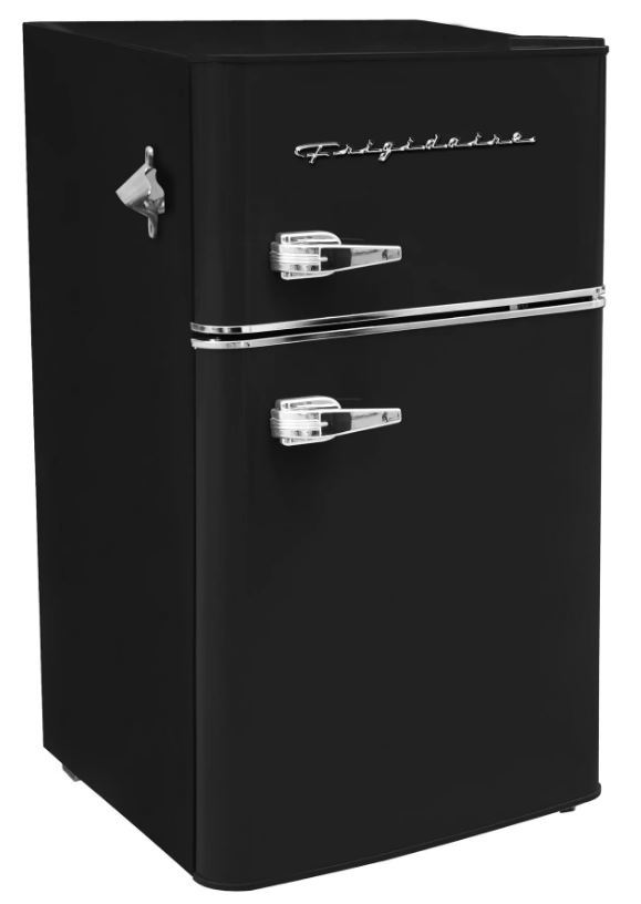 KOOLATRON Stainless Steel Compact Fridge with Freezer- 1.6 cu ft (44L)-  Silver and Black Reversible Door