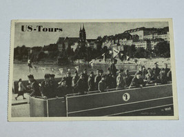 US Tours Vintage Old Postcard Tramways of Basle Switzerland Military Lea... - $7.91