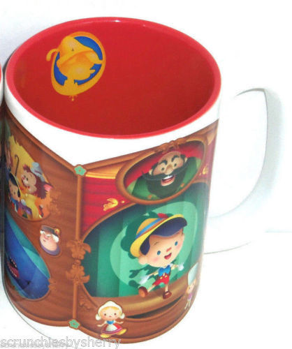 Three Disney Mugs, Ceramic Mug Mickey Mouse, the Little Mermaid, Pluto,  Pinocchio, Dumbo, Goofy, Donald, Red Mug, White Mug, Blue Mug, 