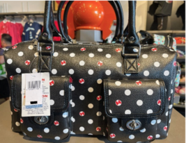 Disney Parks Minnie Mouse Black With Polka Dot Purse Handbag NEW image 1