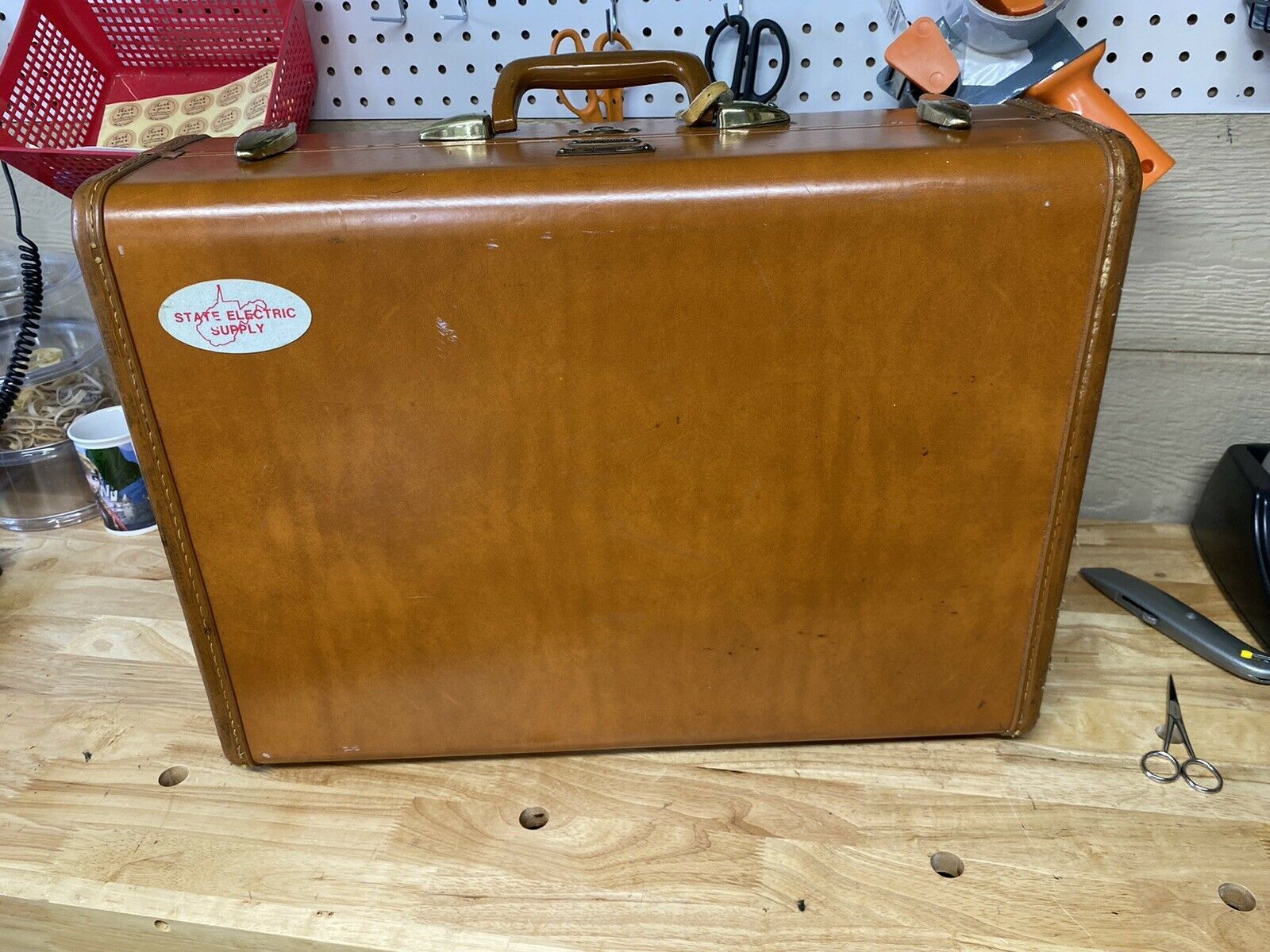 Samsonite Vintage Hat Box Suitcase Shwayder Round Train Hard Case 18 Beige