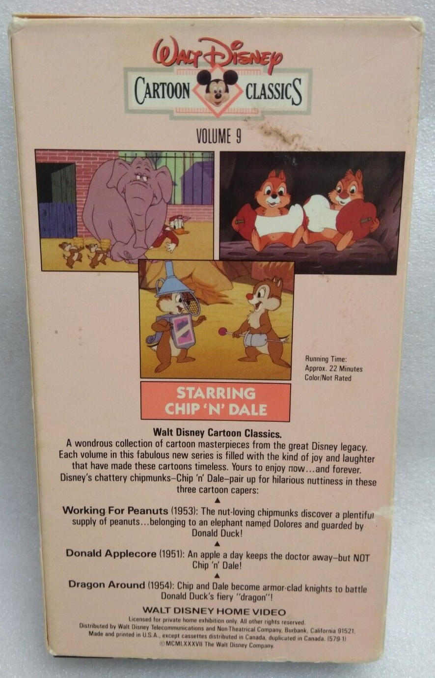 VHS Walt Disney Cartoon Classics Vol 9 - Starring Chip N Dale (VHS ...