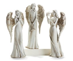 Angel Figurine with Wings 14" High Bird Flowers Praying Memorial Choice of 3