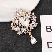 Fashion Lucky Sparkly Crystal Flower Brooch Pin For Women Beautiful Crea... - $7.42