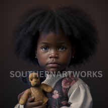 African-american toddler girl holding a doll1 OF 4 In this collection - $1.99