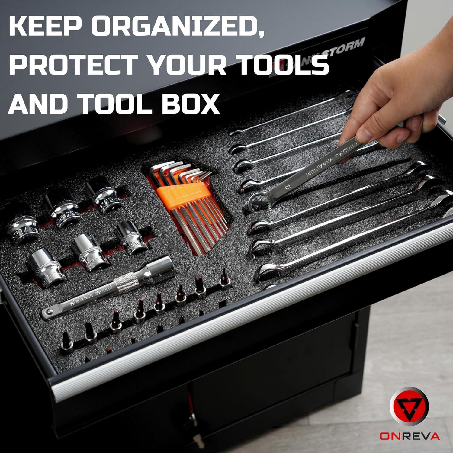 ONREVA Tool Box Organizer Tray Set, Toolbox Storage Non-slip Trays