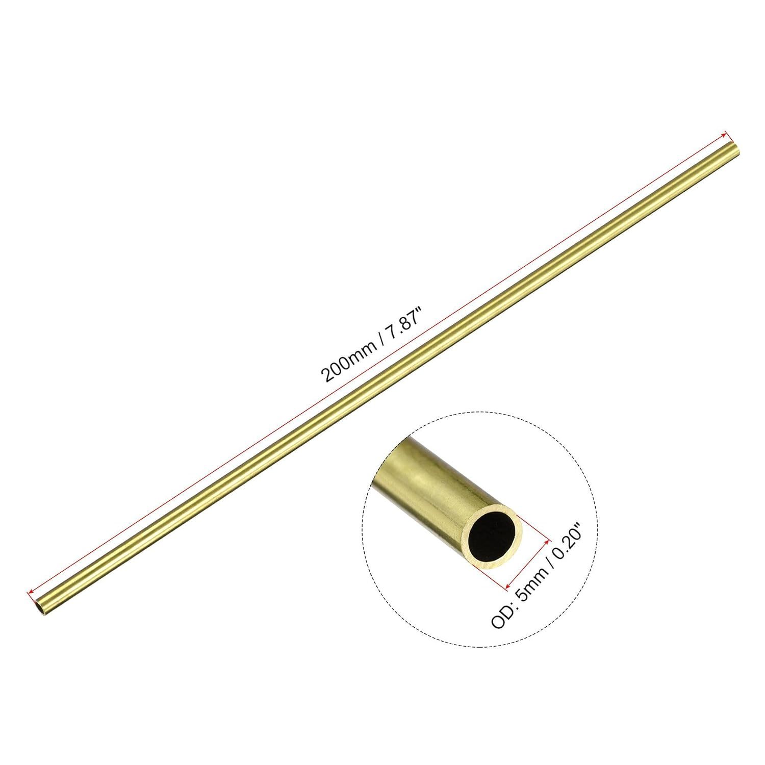 Uxcell Brass Round Tube 5mm Od 0 5mm Wall Thickness 200mm Length Pipe Tubing 4 P Metal And Alloy