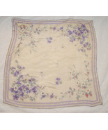 Vintage Hand Rolled Silk Scarf Purple White Pansies Japan Edie Adams - $116.99
