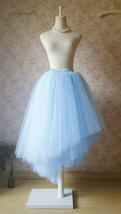 Light BLUE Tiered Tulle Skirt Blue Long Wedding Bridesmaid Skirts Irregular Tutu