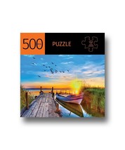 Docked Boat Jigsaw Puzzle 500 Piece with Sunset 28" x 20" Durable Fit Pieces