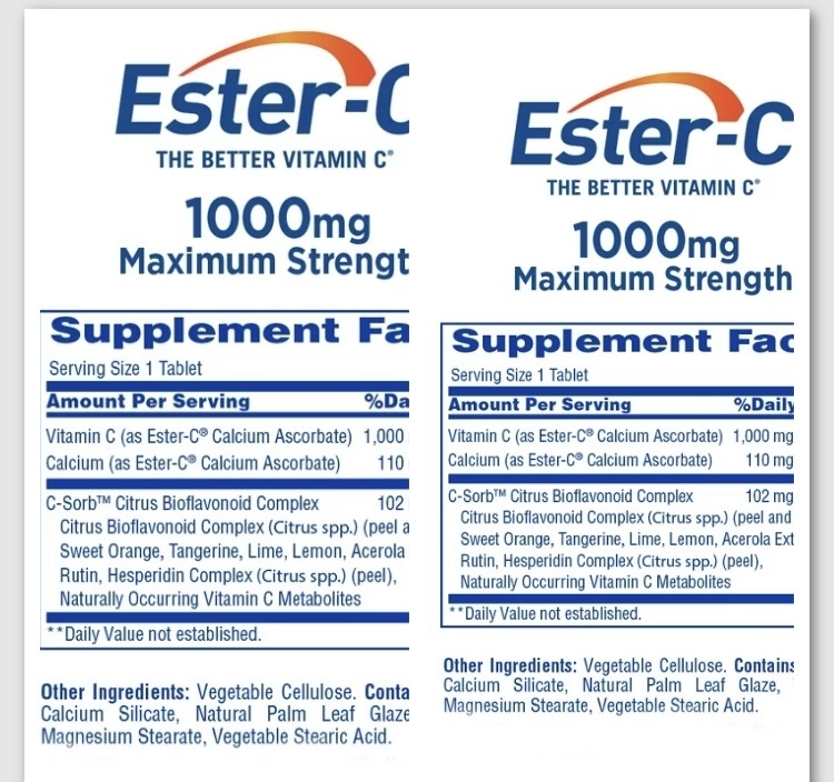 2 boxes EsterC, Vitamin C, Immune Support 1000 Mg, 120 Ct Tablets
