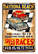 Daytona Beach stock car race metal wall poster Vintage decor Tin Sign garage Bar - $28.71+