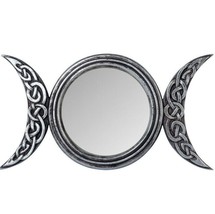 Alchemy Gothic Triple Moon Mirror Wall Freestanding Crescent Celtic Wicc... - $25.95