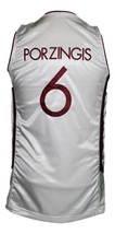 Kristaps Porzingis Team Latvia Basketball Jersey New Sewn White Any Size image 2