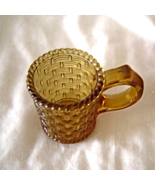 Vintage Amber Glass Basket Weave Miniature Cup with Handle - $14.99