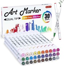 30 Colors Skin Tone&Hair Art Markers, Shuttle Art Dual Tip Alcohol